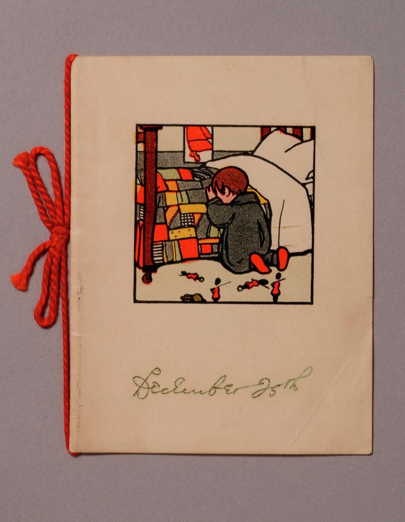 Christmas cards with Boy Praying by his bed on it Accession no. F87.168/43 &amp; NEG No. 93.729.60