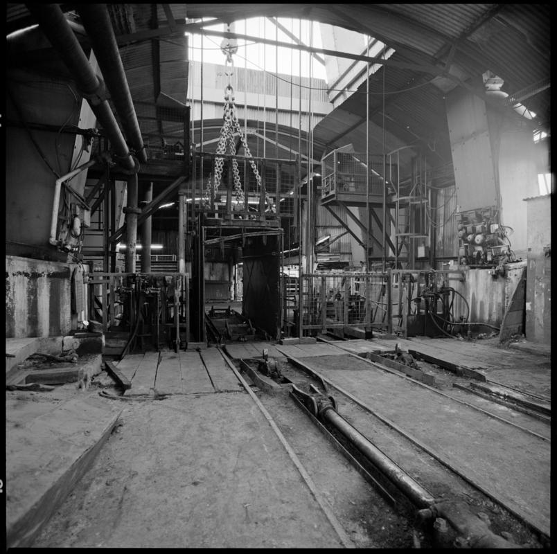 Black and white film negative showing the clean pit bank, Coegnant Colliery 25 November 1981.  &#039;25 Nov 1981&#039; is transcribed from original negative bag.