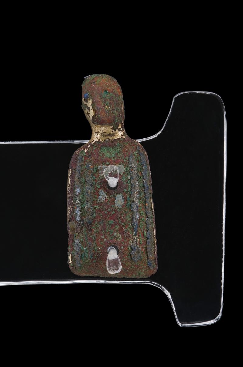 Medieval copper alloy plaque, enamelled