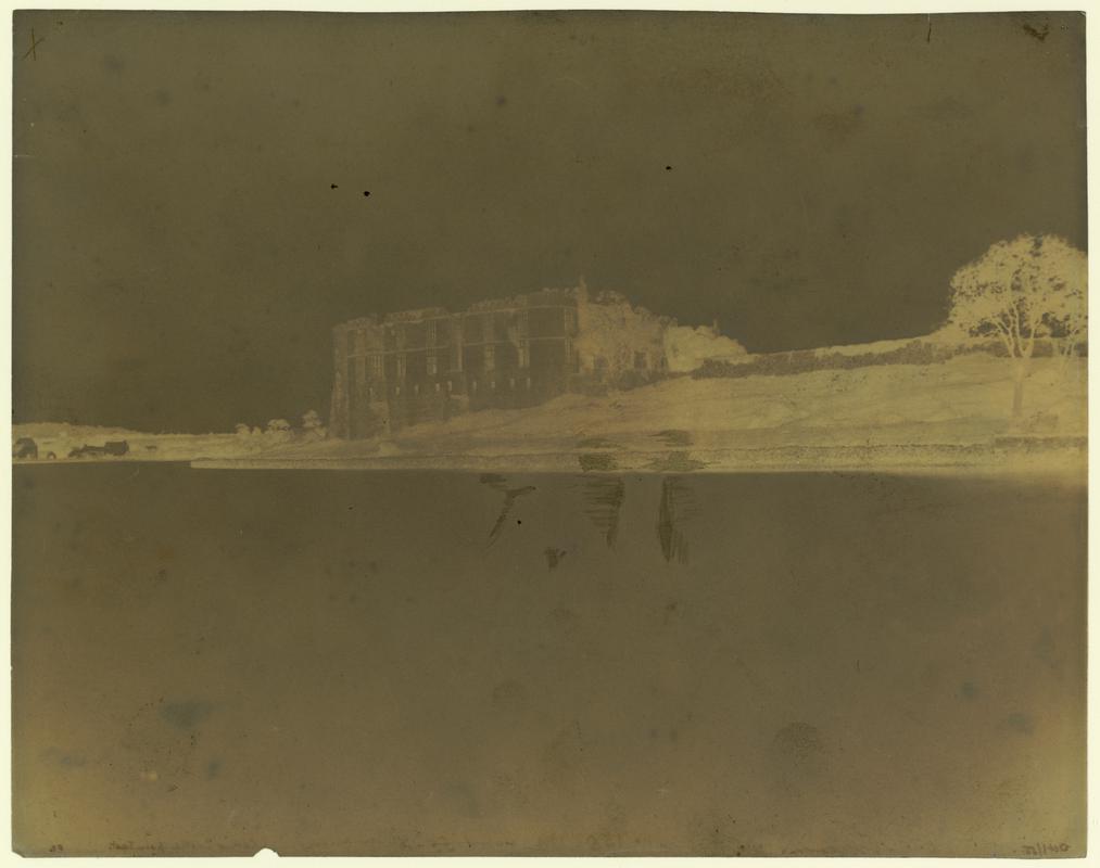 Wax paper calotype negative. Carew Castle from East