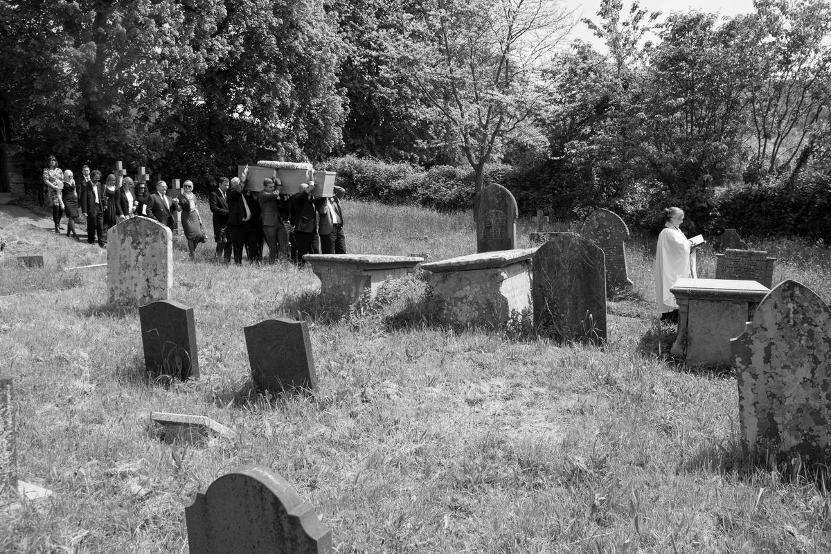 GB. WALES. Tintern. Funeral of John Christopher Allen at St Michael&#039;s church. 2014.