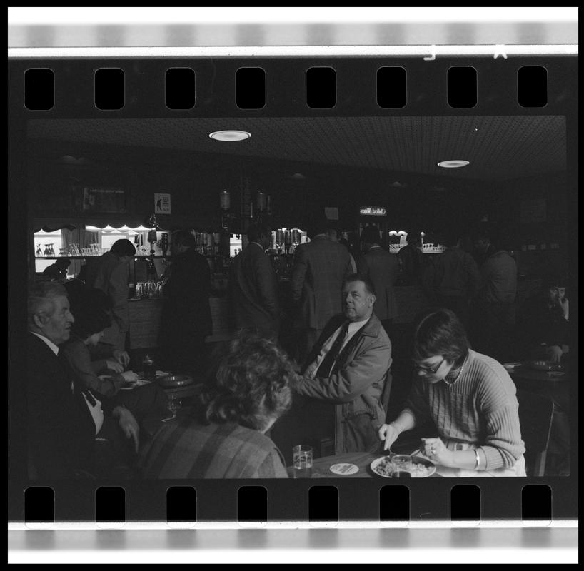 People eating lunch at the Dowlais Pub.