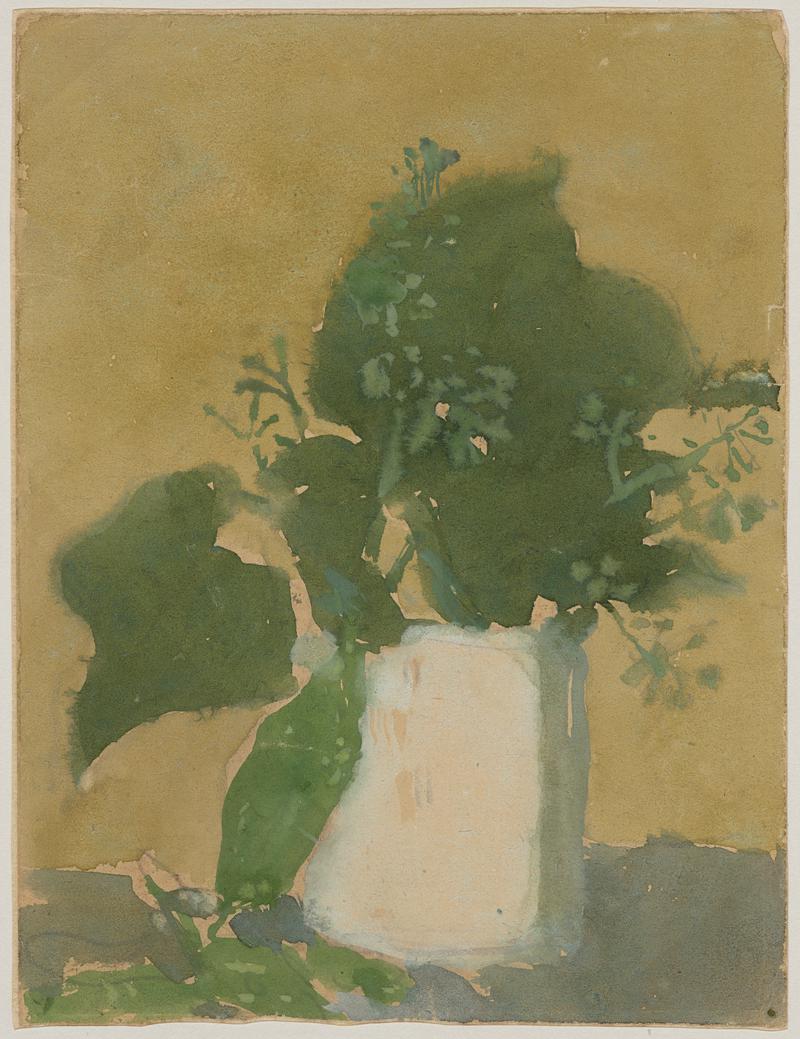 Green Leaves in a White Jug