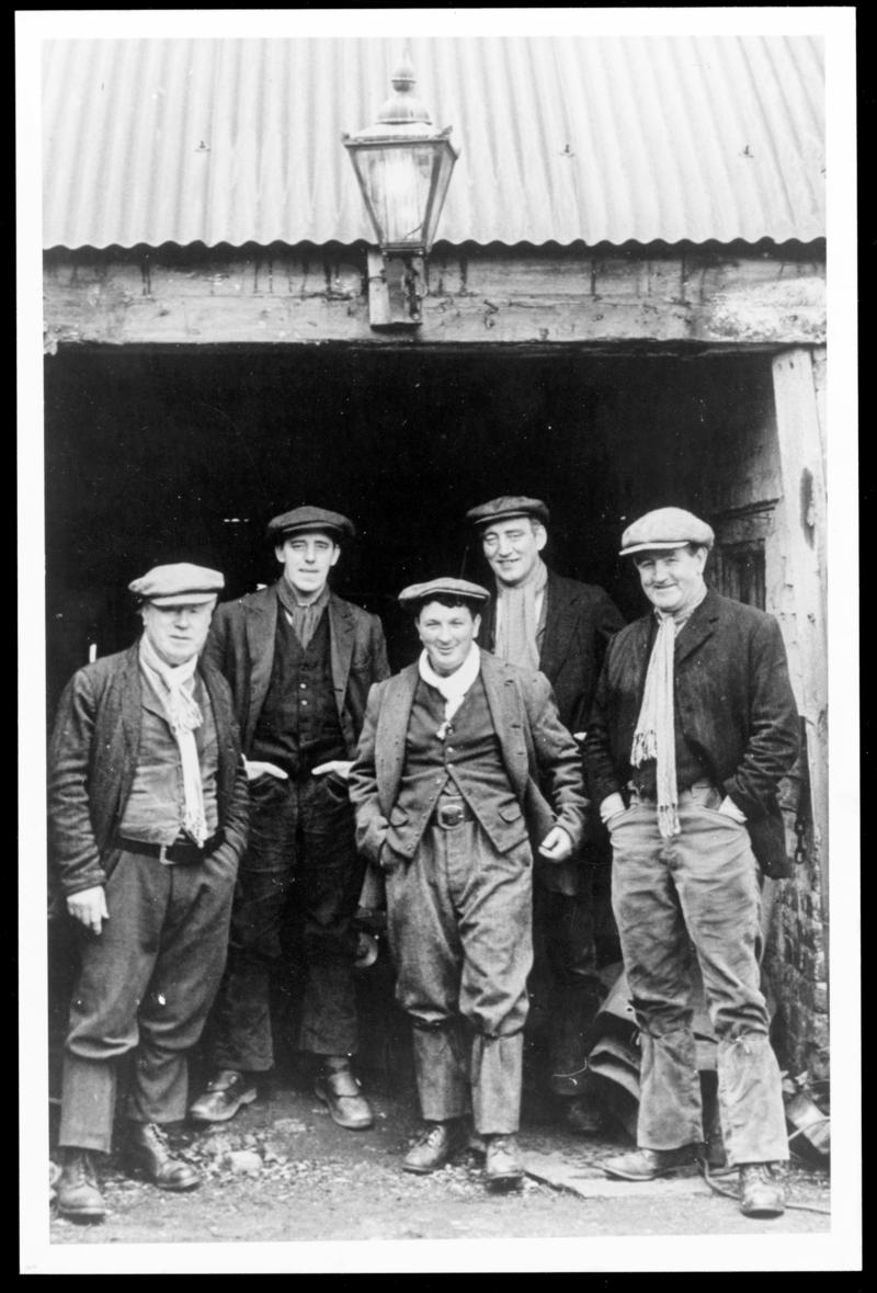 From left to right, Les Vaughan, Max &amp; Charlie Gwillam, David Jones (donor), and Ray Palmer. Dressed in 1920s costume for the filming of &#039;The Citadel&#039; at Big Pit Museum.