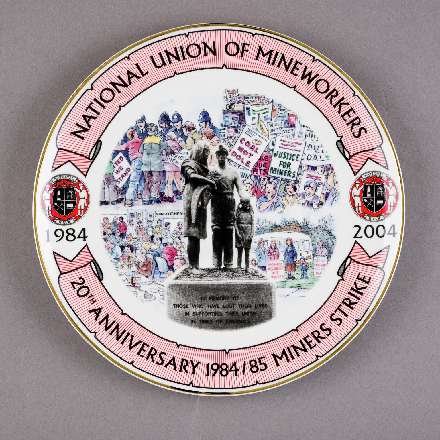 N.U.M. 20th anniversary of miners strike, plate