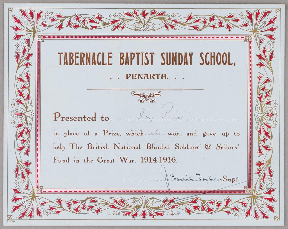 Sunday School certificate