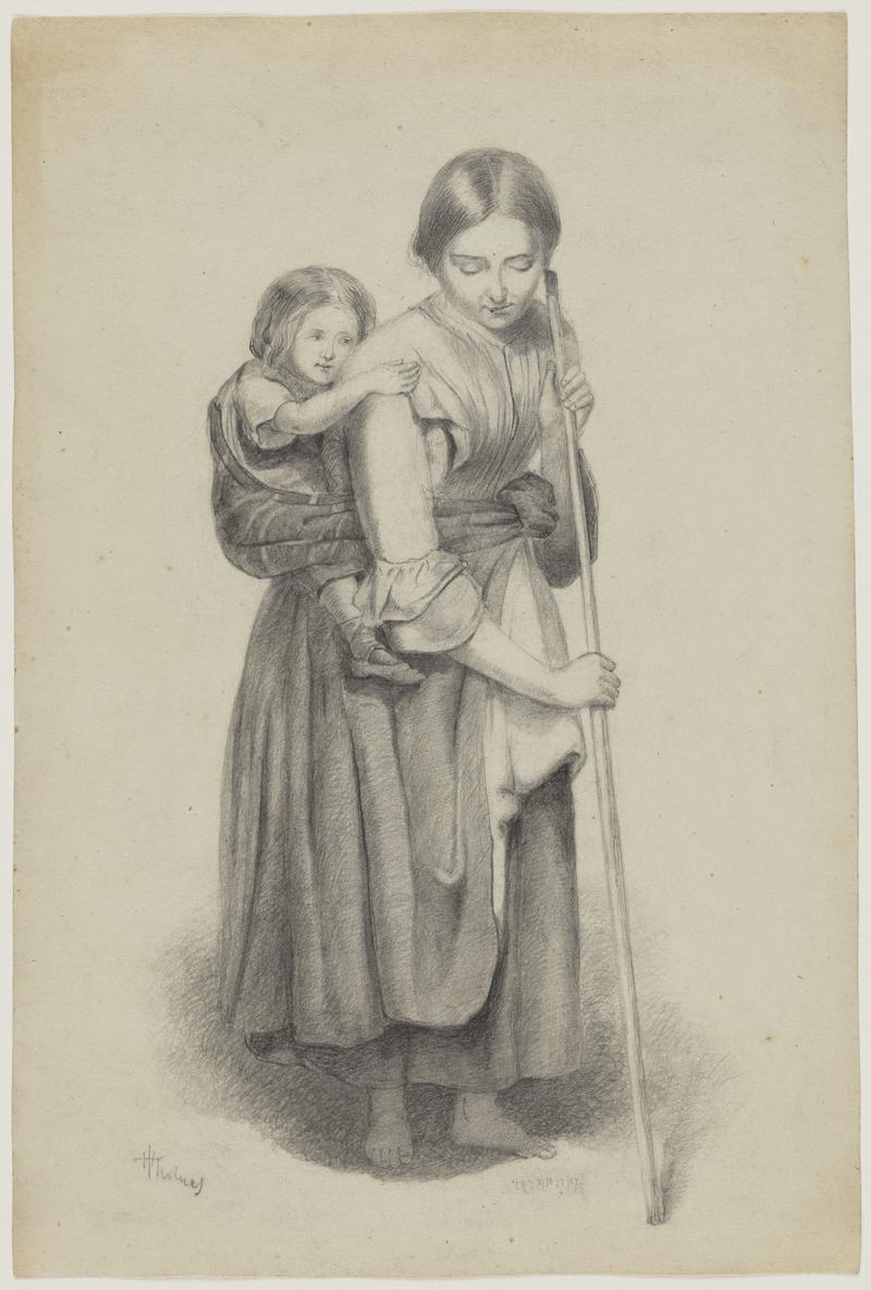 Woman Carrying a Child on Her Back