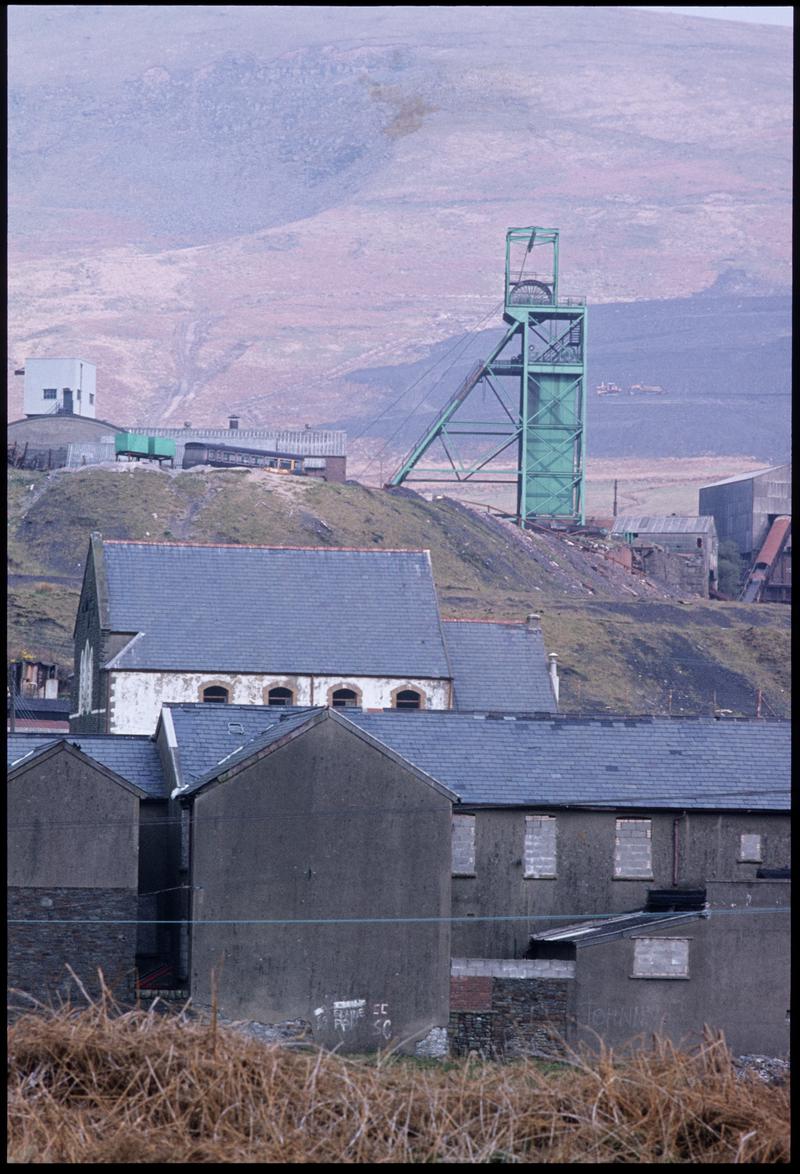 Colour film slide showing the shaft of Western Colliery.  A black and white negative of this image is accessioned as 2009.3/1407.