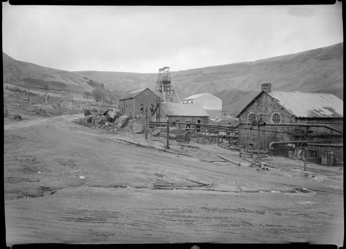 Black and white film negative showing a surface view of Fernhill Colliery, 1973.  &#039;Fernhill 1973&#039; is transcribed from original negative bag.