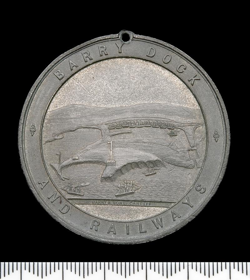 Medal, Barry Dock and Railway 1889; White metal