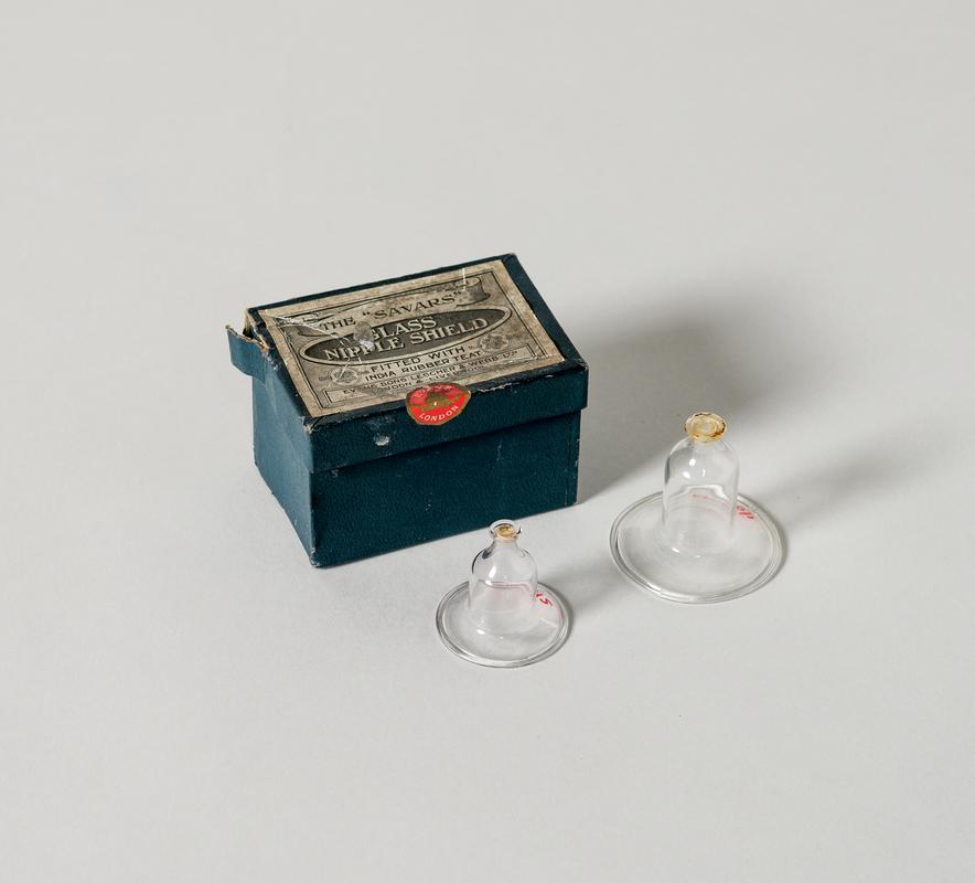 Two Glass Nipple shields in a box