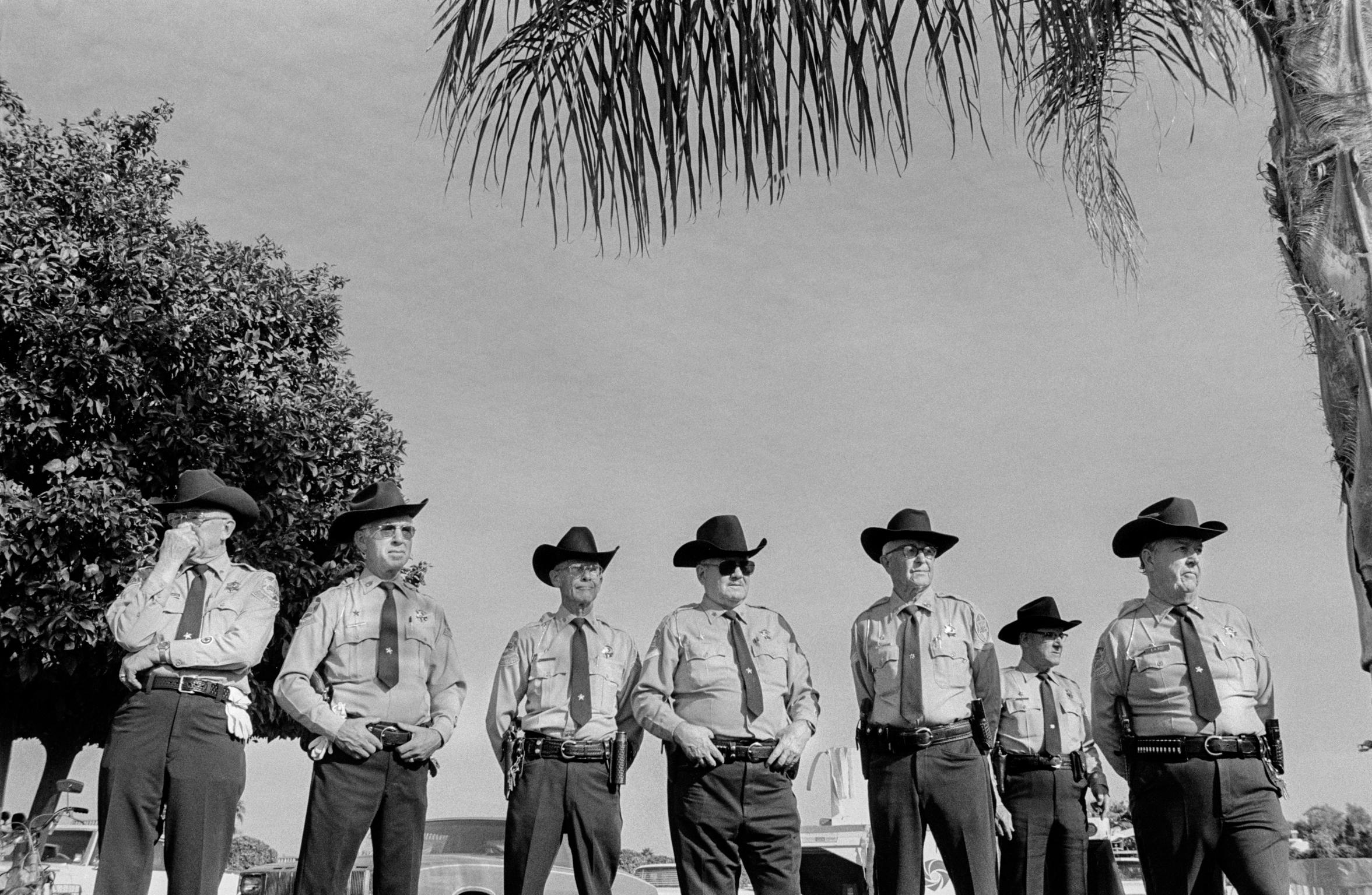 When there is entertainment in the outside arenas in Sun City the security is in the hands of the Sun City Posse, a part time volunteer force - no ex police allowed. They wear their Stetson hats and guns but no one can remember when one was last drawn in earnest. Arizona USA