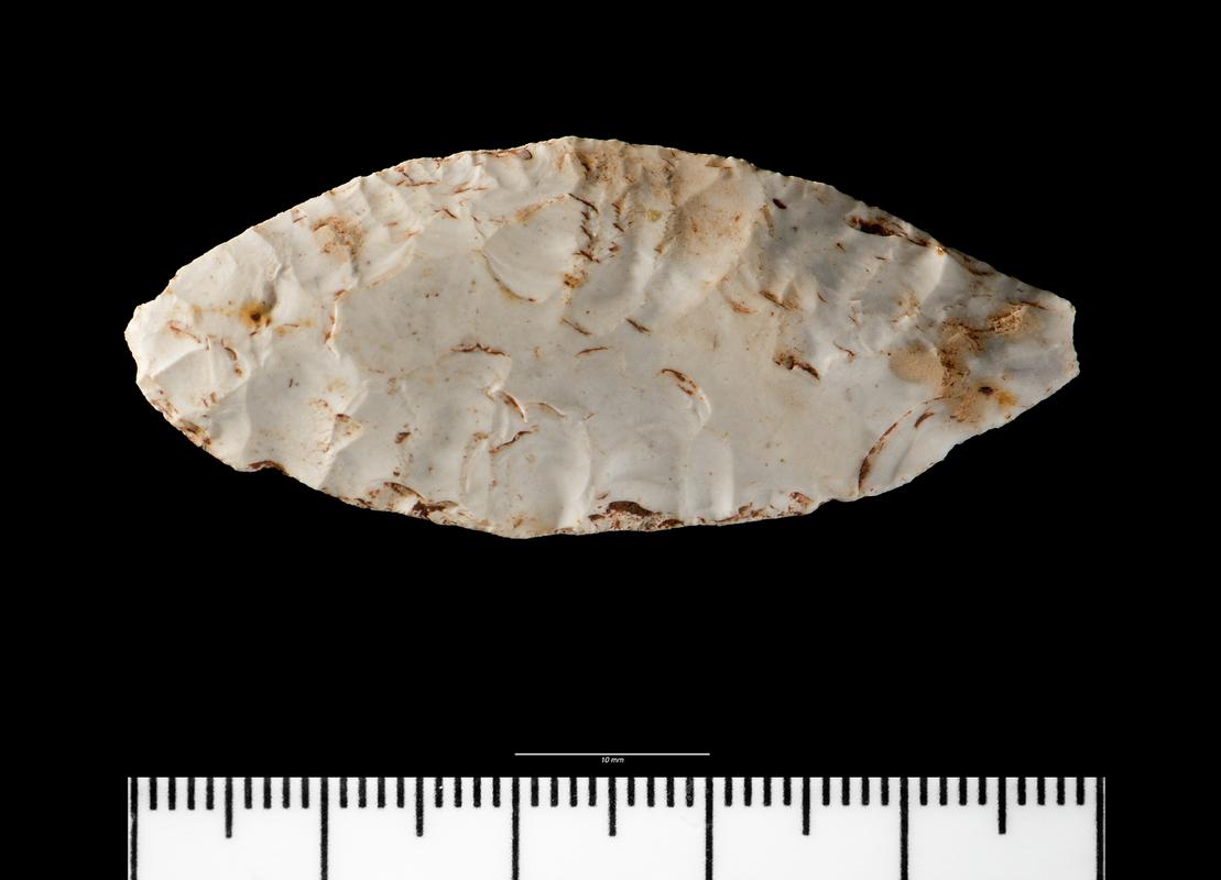 Neolithic flint leaf shaped arrowhead