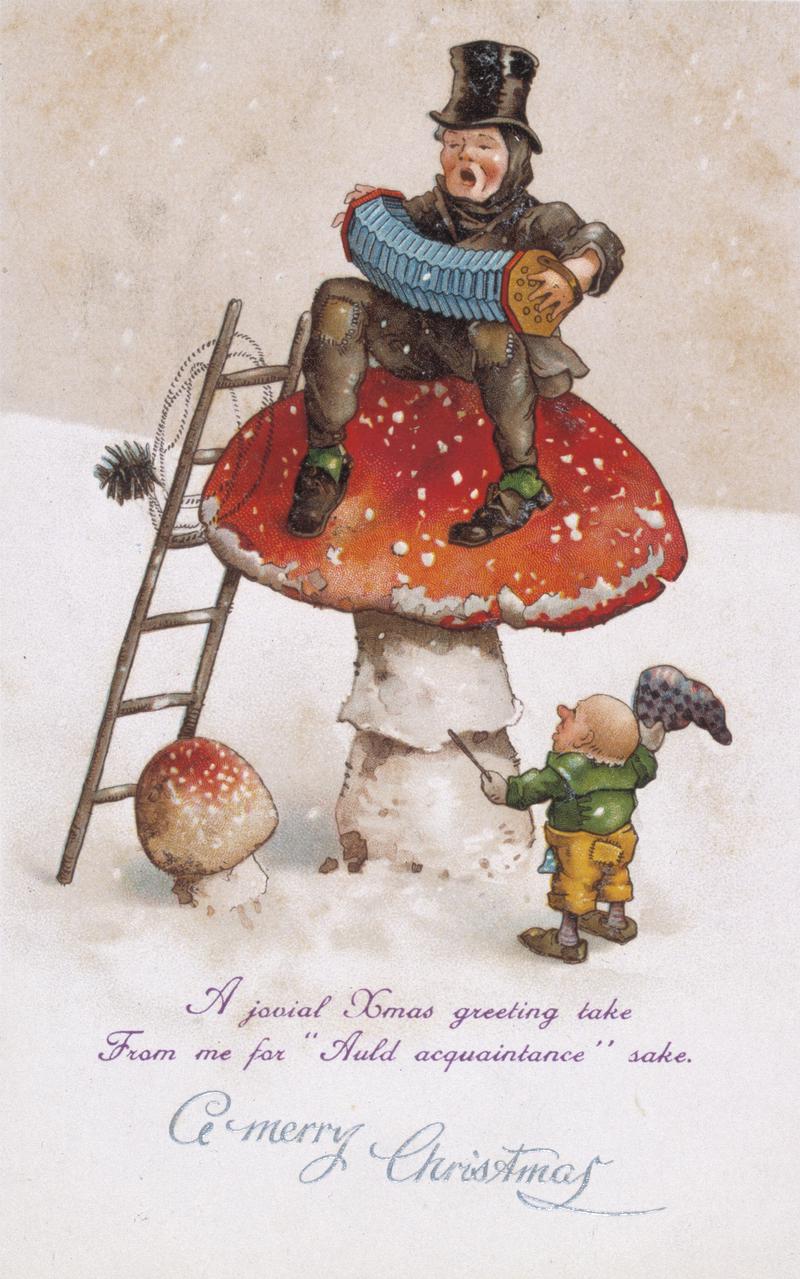 Little Man sitting on a toadstool card