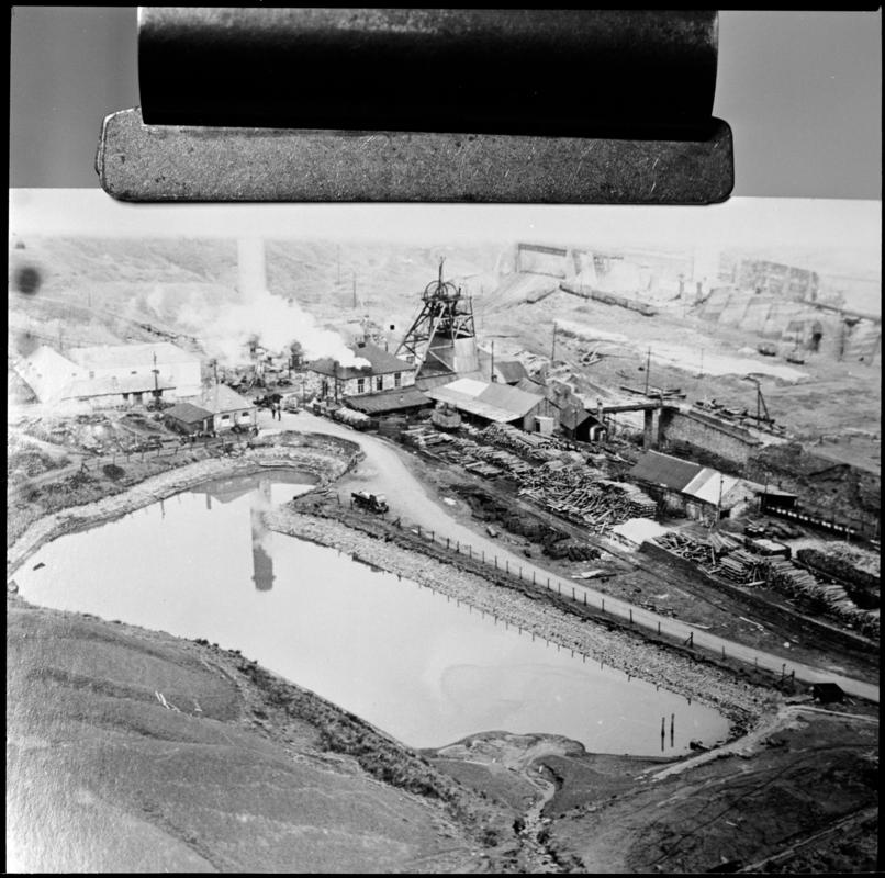 Black and white film negative of a photograph showing a surface view of Big Pit, 1951.  &#039;Big Pit 1951&#039; is transcribed from original negative bag.