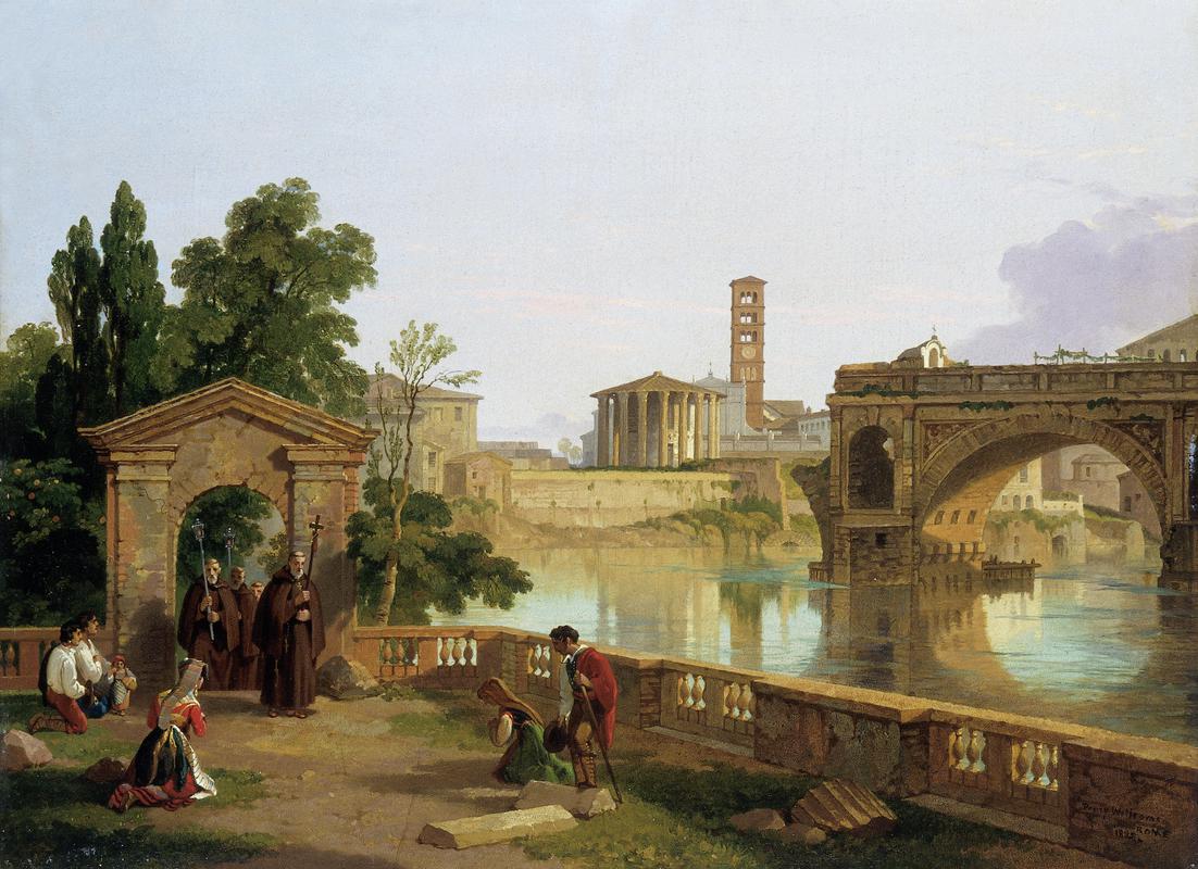 The Tiber with the Temple of Hercules Victor, Santa Maria in Cosmedin and the Ponte Rotto seen from the Convent of San Barto