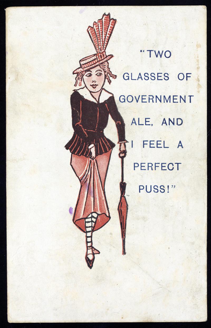 Two Glasses of Government Ale, and I Feel a Perfect Puss! (postcard)