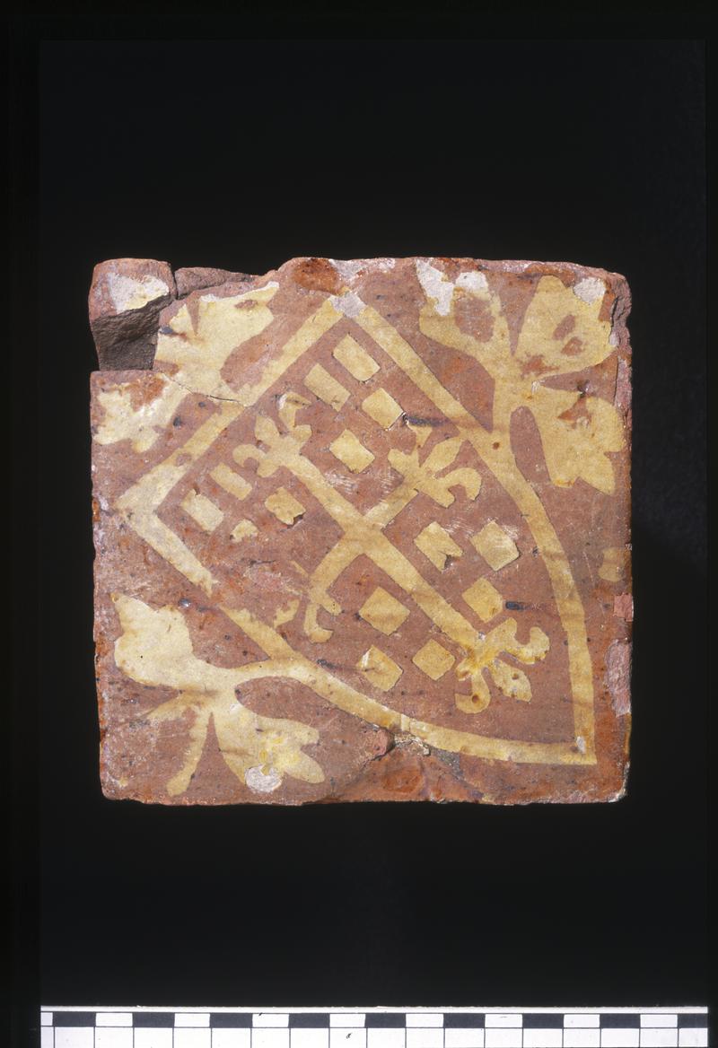 Medieval ceramic heraldic floor tile