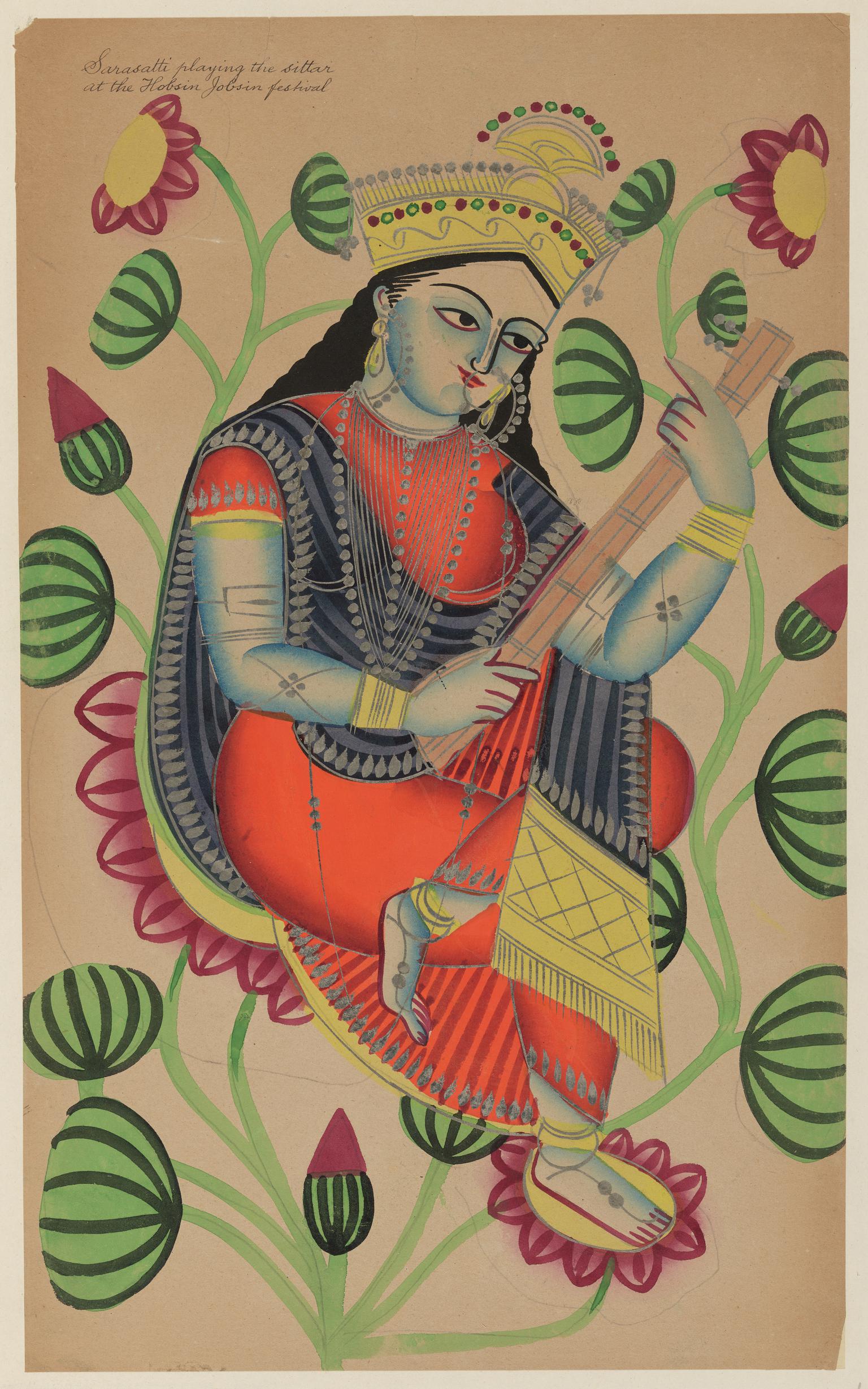 Saraswati playing the vina
