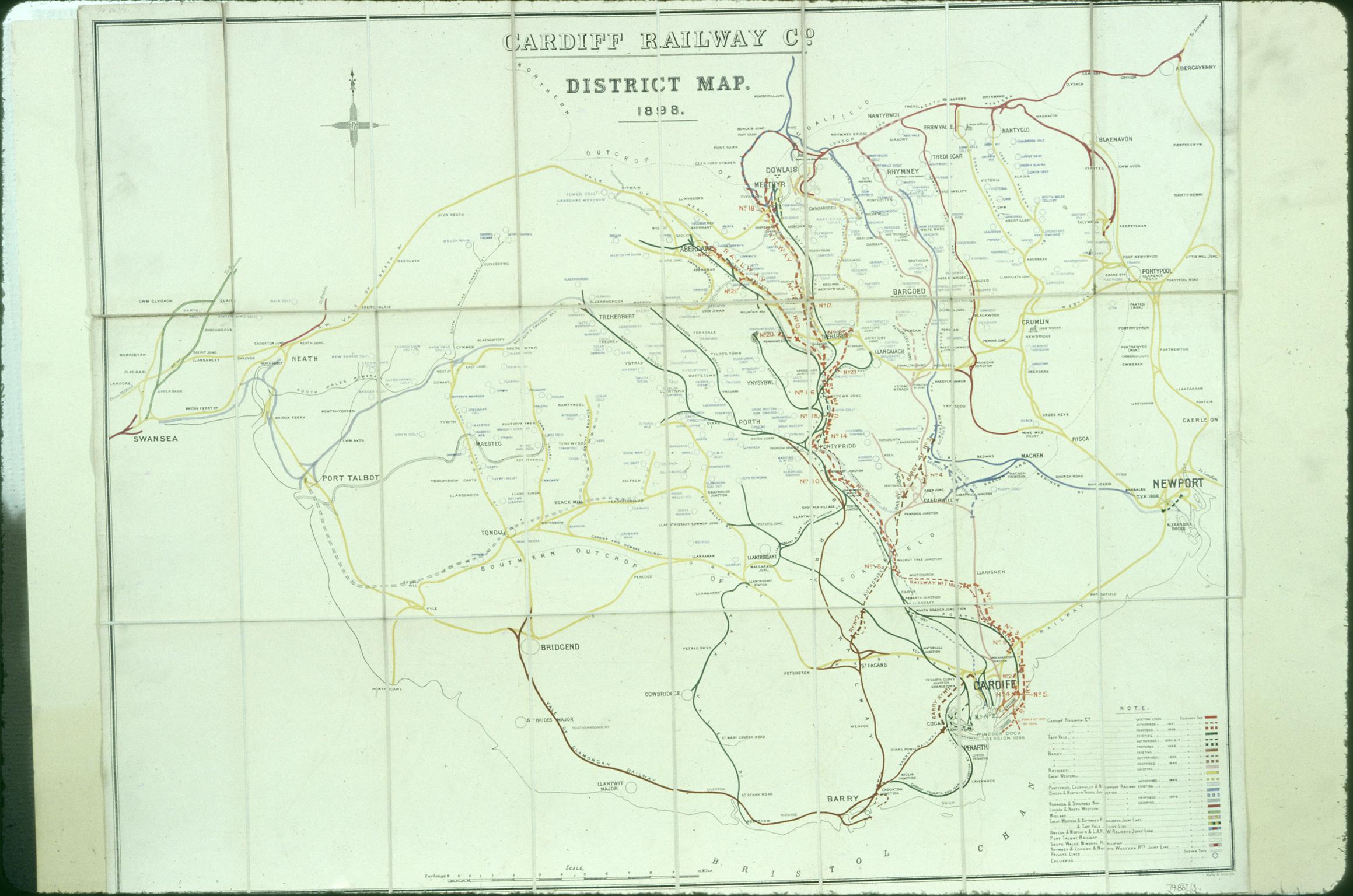 Cardiff Railway Company 1898 District Map