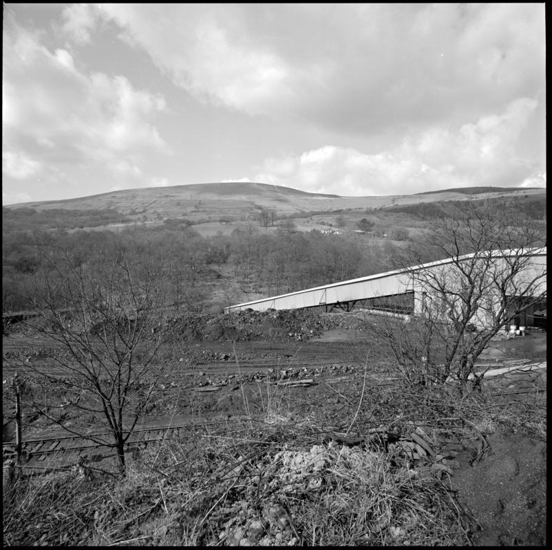 Black and white film negative showing a surface view of Blaenant Colliery.  &#039;Blaenant&#039; is transcribed from original negative bag.