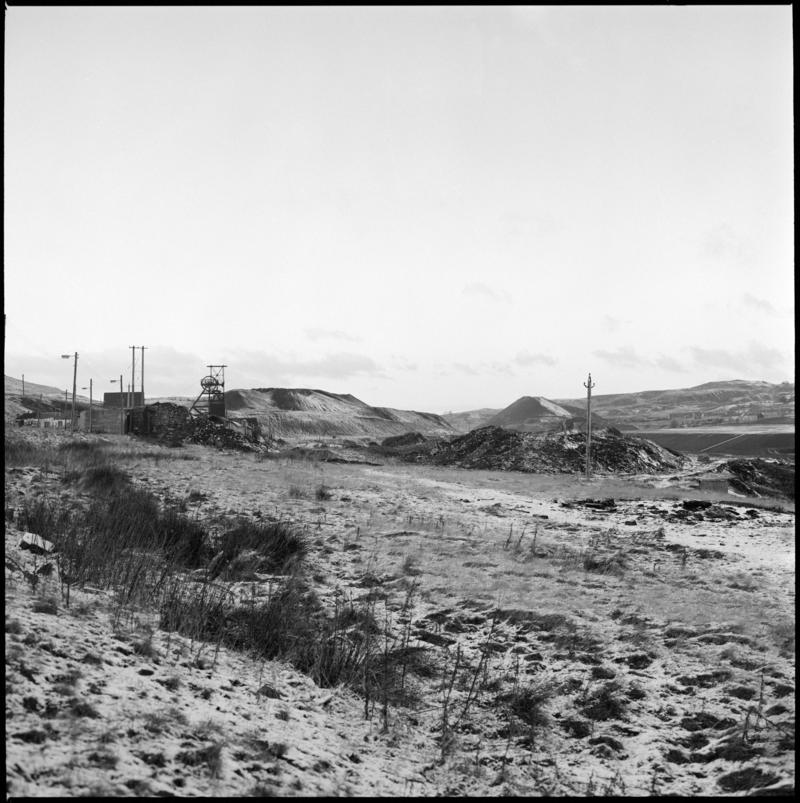 Black and white film negative showing a distant view of Big Pit Colliery.  &#039;Blaenavon&#039; is transcribed from original negative bag.