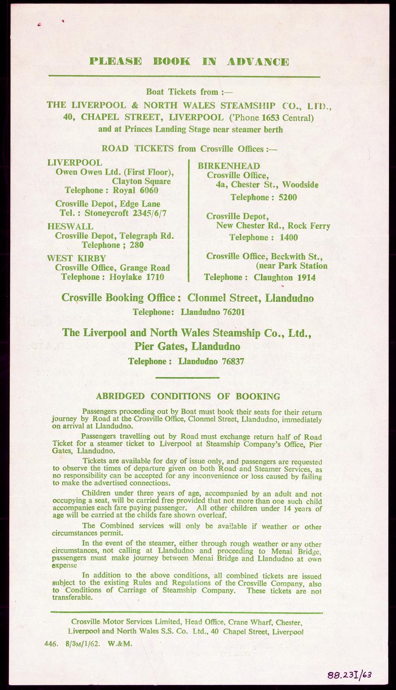 Liverpool & N. Wales Steamship Co. Ltd. sailings