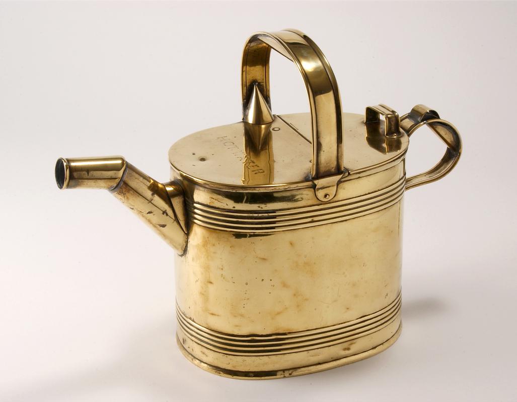 Brass hot water can (to carry water from kitchen to bath)
