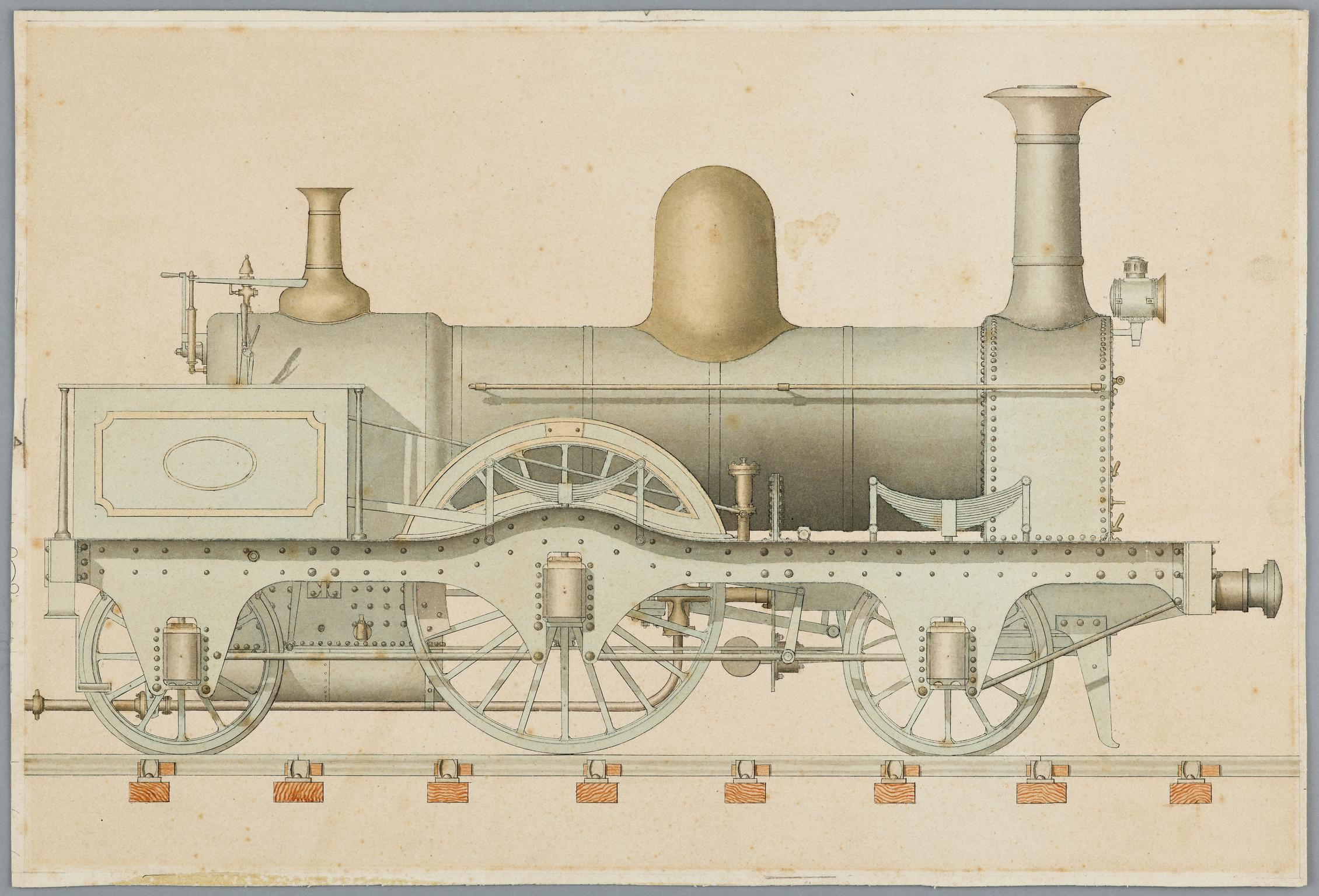 Stephenson Engine Midland Railway 1852 (drawing)