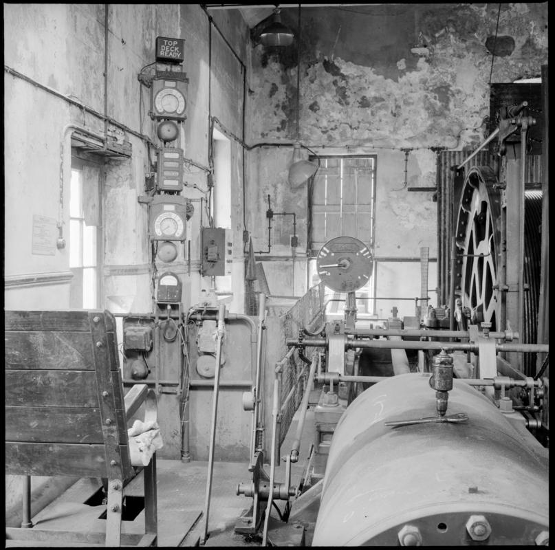 Black and white film negative showing a steam winder which was built by Leighs of Patricroft in the 1870s.  Image was taken 1976.  &#039;Fernhill 1976&#039; is transcribed from original negative bag.