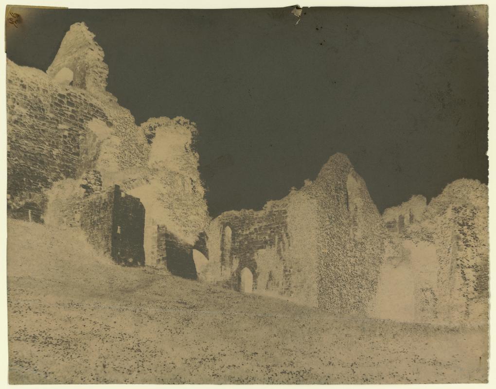 Wax paper calotype negative. Oystermouth Castle (1855-1860)