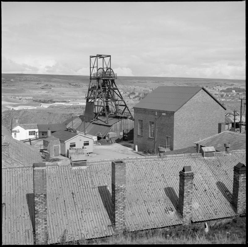 Black and white film negative showing a general view of Big Pit Colliery.  &#039;Big Pit Blaenavon&#039; is transcribed from original negative bag.
