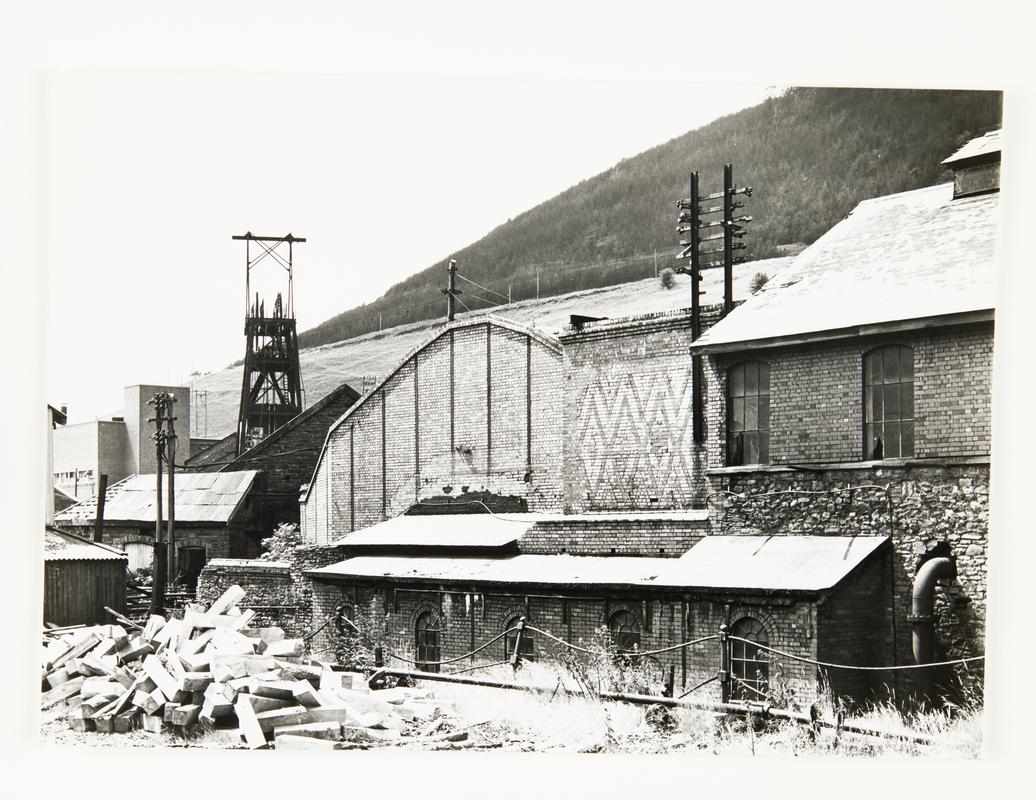 Cwmtillery Colliery.  Decorative brick work of the fan house in the centre.