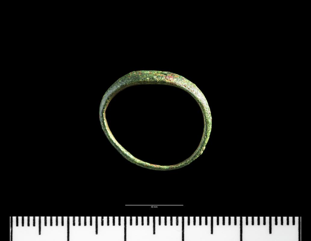 Roman copper alloy finger ring with capricorn engraving