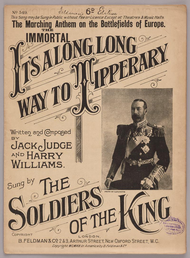 Music sheet for ‘It’s A Long Way to Tipperary’. ‘Keep the Homes-Fires Burning’