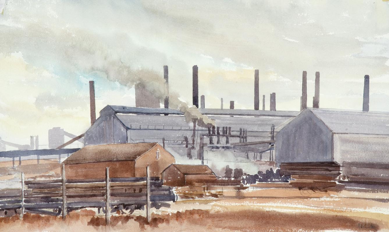 East Moors steelworks, watercolour