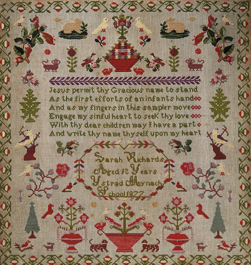 Sampler, made in Ystrad Mynach, 1877