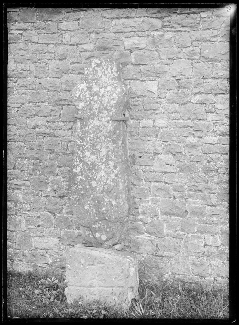 Llanmadog, cross-carved stone in churchyard,