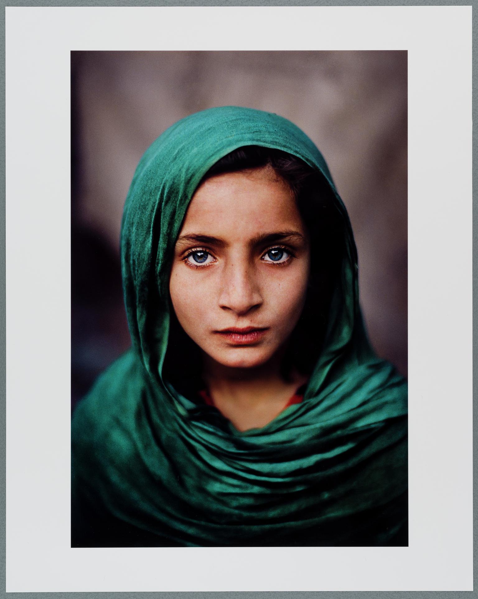 Pakistan-10003. Afghan Girl in Green Shawl