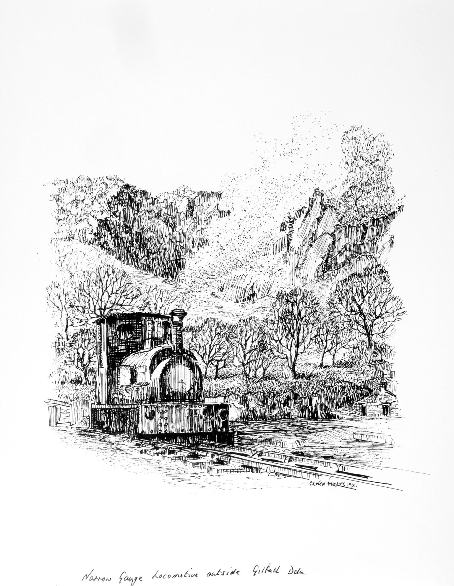 Narrow Gauge Locomotive Outside Gilfach Coch (print)