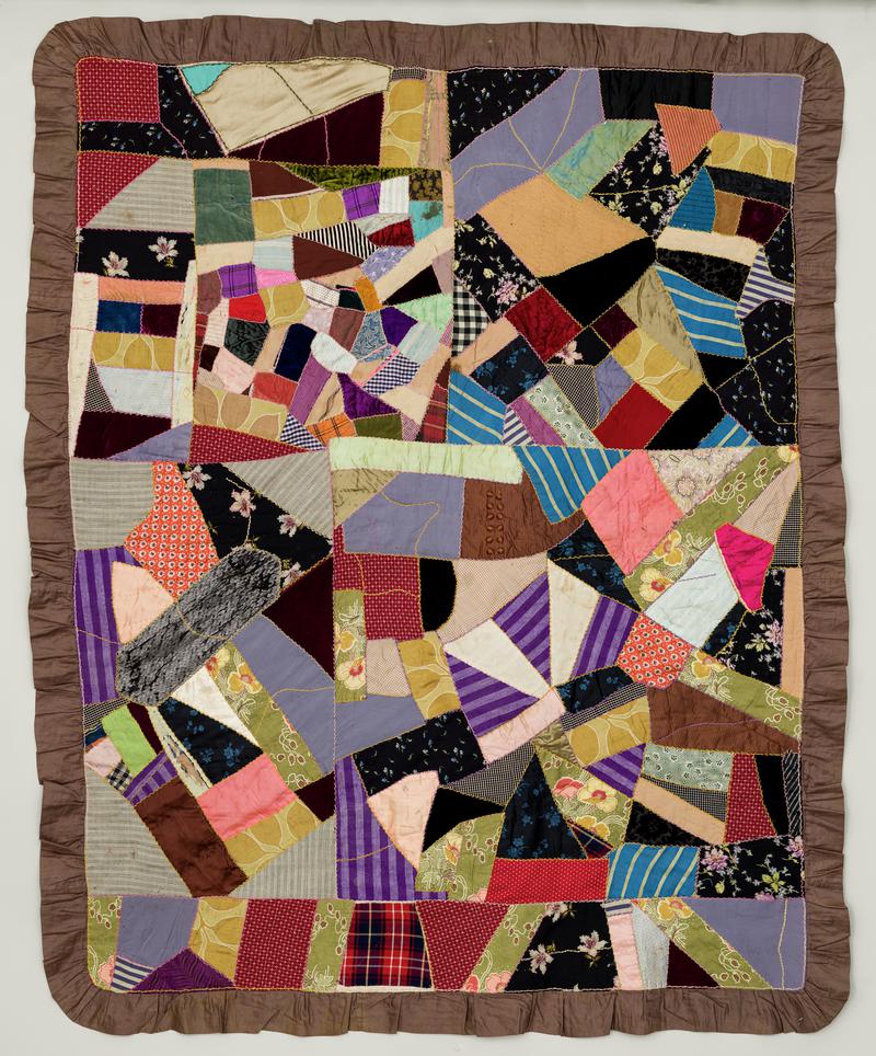 Crazy patchwork quilt from Beddau. Made c. 1890-1940.