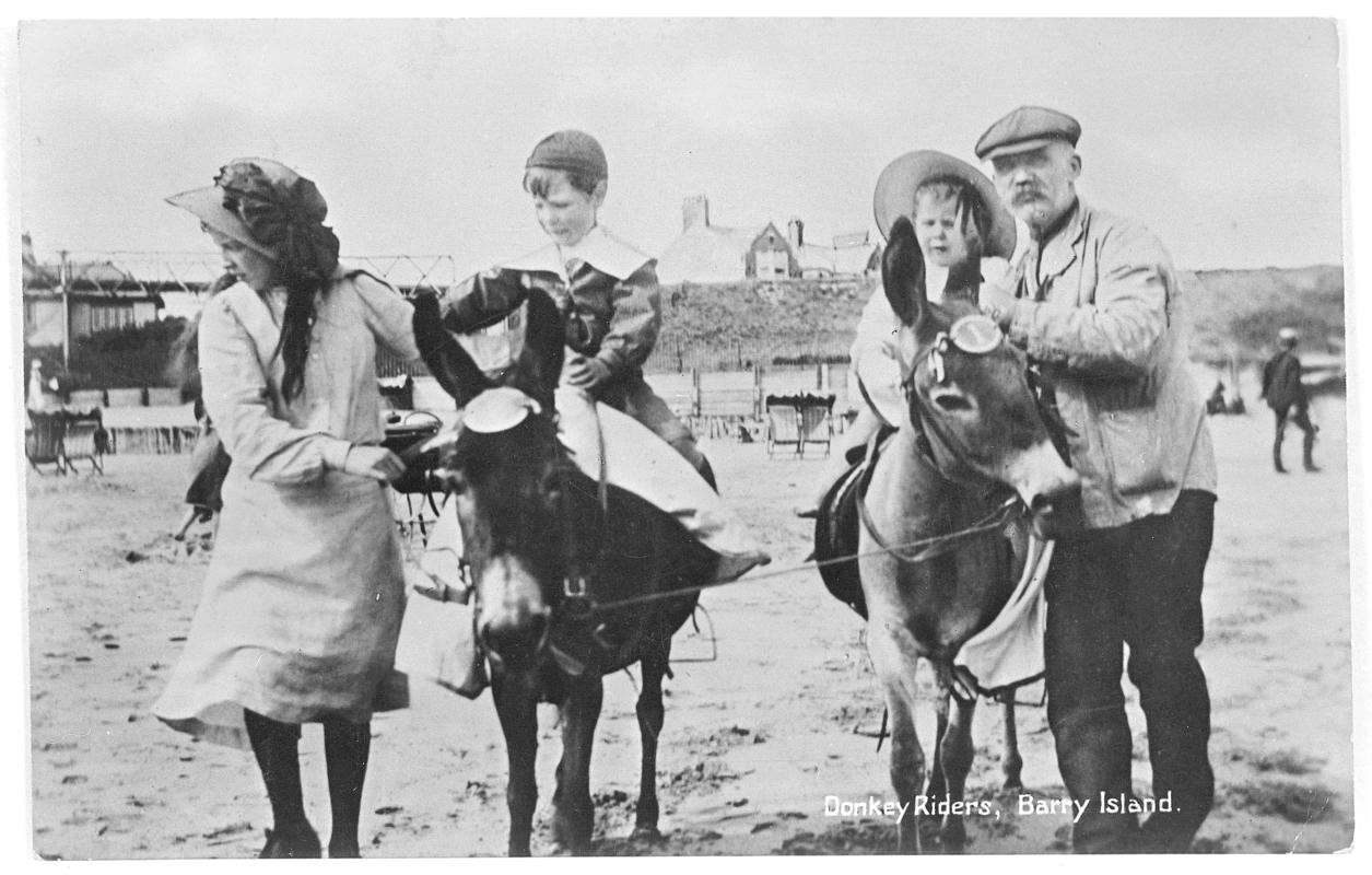 Donkey Riders at Barry Island, c. 1911