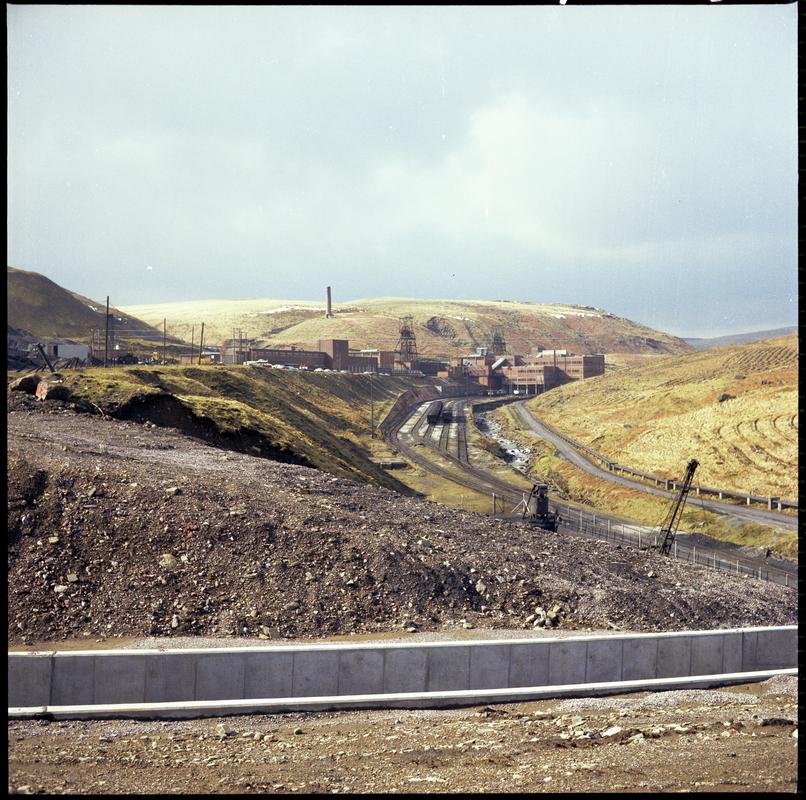 Colour film negative showing a view towards Maerdy Colliery.  Appears to be identical to 2009.3/1095