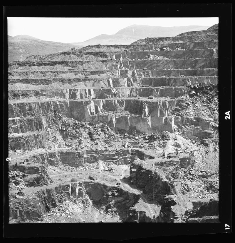 View of the galleries at Penrhyn Quarry, 1972.