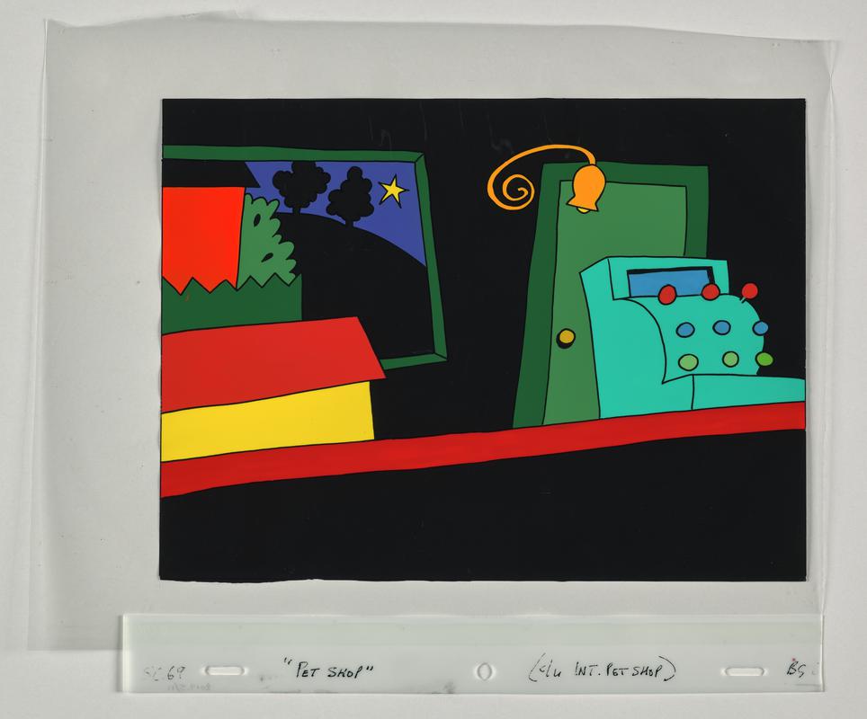 Funny Bones background animation production artwork from episode &#039;The Pet Shop&#039;.