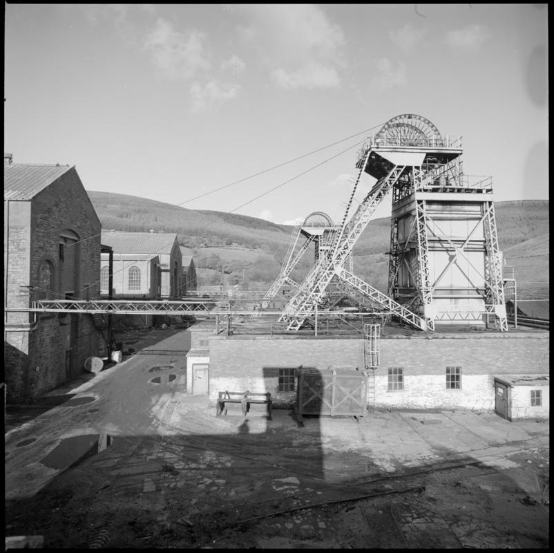 Black and white film negative showing the upcast shaft, St John&#039;s Colliery.