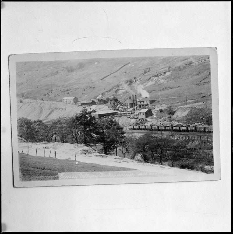 Black and white film negative showing a surface view of Darren Colliery.  &#039;Darren&#039; is transcribed from original negative bag.