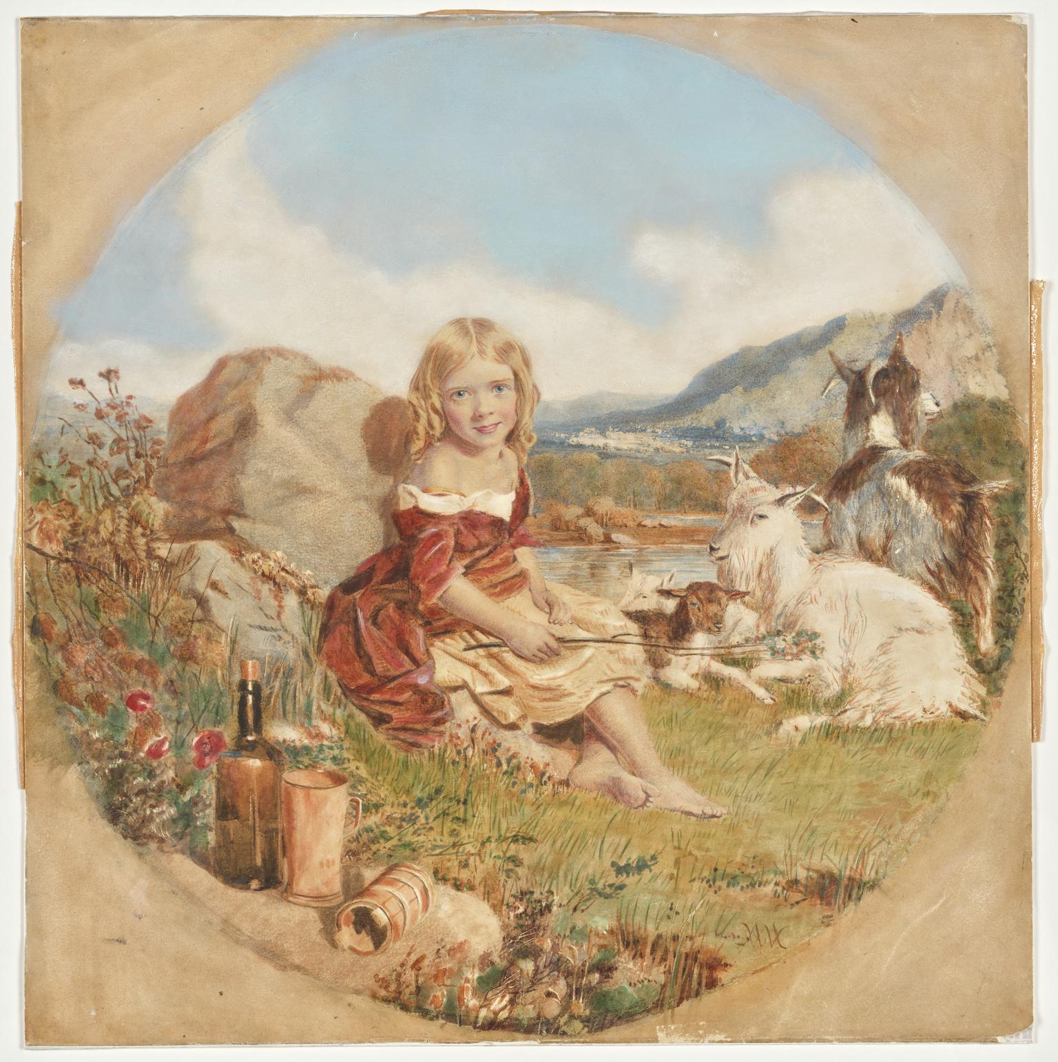 Girl with Goats in a Landscape