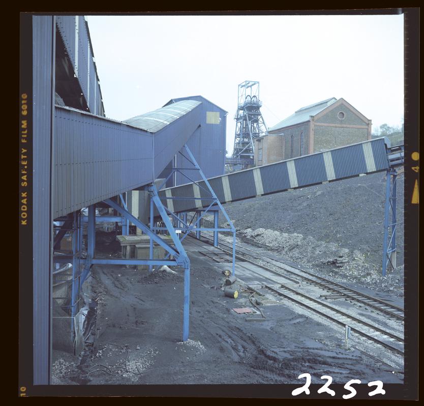 Colour film negative showing a surface view of Oakdale Colliery, 16 April 1981.  &#039;Oakdale 16/4/81&#039; is transcribed from original negative bag.  Appears to be identical to 2009.3/1751.