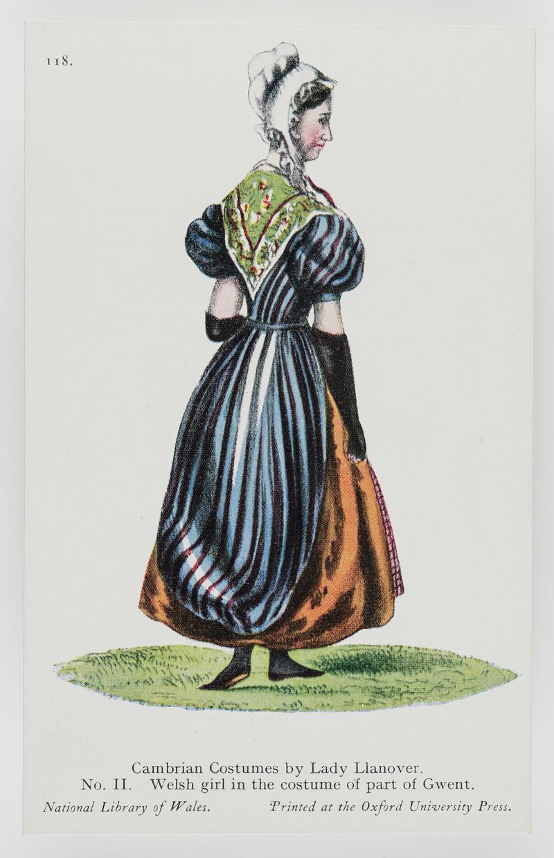 Colour drawing.  No. II.  Welsh girl in the costume of part of Gwent. (NLW No. 118)